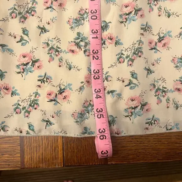 NWT Maurices Lightweight Mesh Back Ruffle Dress Medium Floral Ivory Pink - Picture 10 of 16